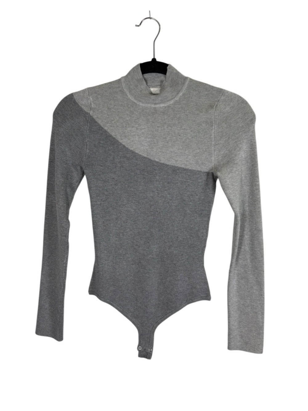 One Grey Day Hollie Gray Mock Neck Colorblock Bodysuit Sz Small